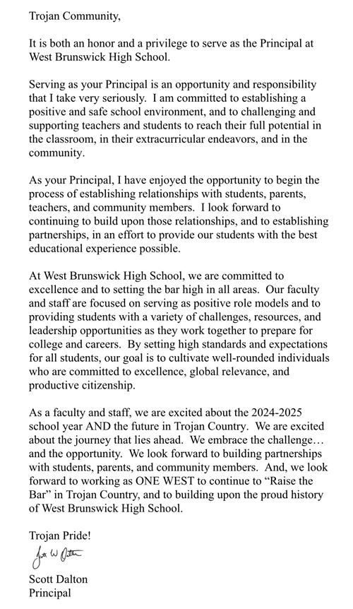 Principal's Letter